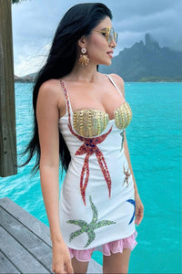 Ariella StarFish Rhinestoned Mini Dress