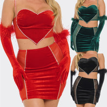 Queen Of Hearts 3 Piece Set Top & Skirt with Gloves - 3 colors