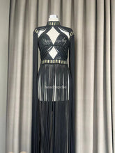 Women's Turtleneck Long Tassel Sexy Perspective Design Maxi Dress Fashion Nightclub Runway Macrame Dress