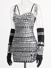 Francesca Crystal Embellished Bandage Dress with Gloves