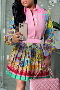 Nolita Blouse & Skirt Set - Pink & Blue Multi