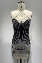 Ciara Rhinestone & Diamonds Mini Dress - Nude & Black