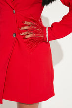Quenna Feather Blazer Dress - Red
