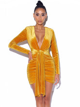 Golden Goddess Ruched Mini Dress