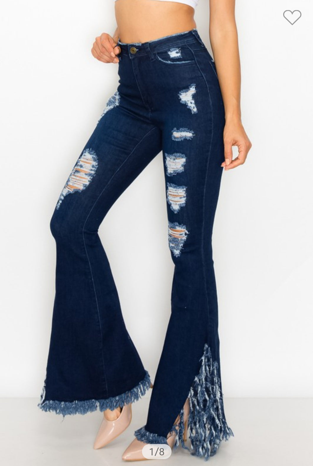 Mia High Waist Bell Ripped Jeans