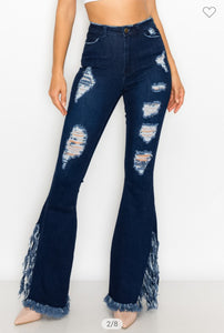 Mia High Waist Bell Ripped Jeans