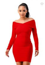Rose Red Bandage Off Shoulder Dress