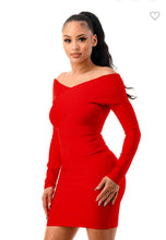Rose Red Bandage Off Shoulder Dress