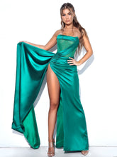 Holly Emerald Crystallized Green Corset Satin Gown