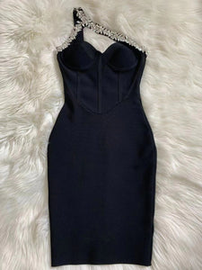 Delux Crystal Bandage Dress - Black