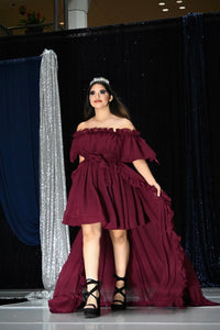 Valeria Off Shoulder Ruffle (Custom-Made) Dress