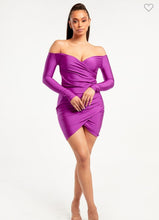 Joy Off Shoulder Mini Dress - Purple