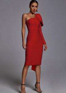 Alison Bandage Midi Dress - Red