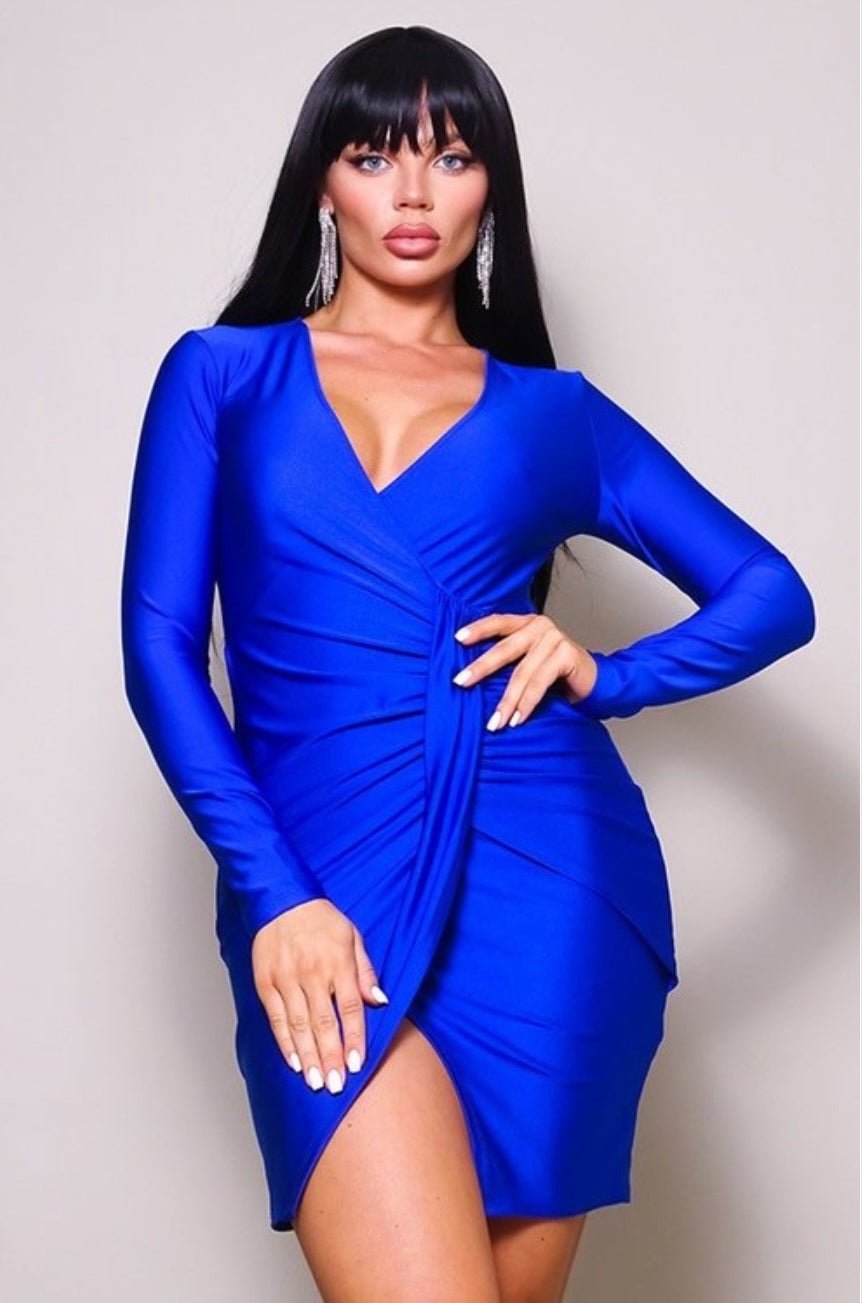 Mylah Satin Stretch Mini Dress - Royal Blue