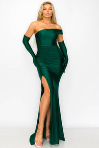 Dalilah Gown With Gloves - Emerald Green