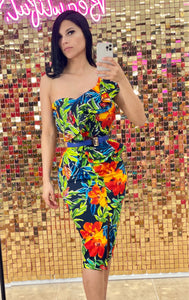 Amazonas Floral One Shoulde Midi Dress